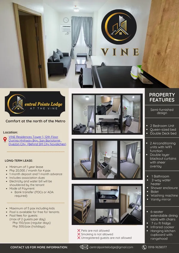 VINE Residences for Rent in Novaliches, VINE Residences for Rent in Novaliches, for rent located at Quezon City National Capital Region (NCR) 