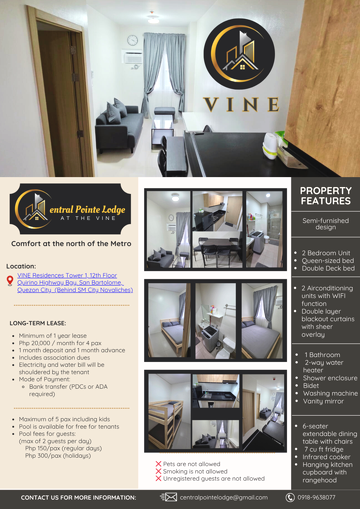 VINE Residences for Rent in Novaliches